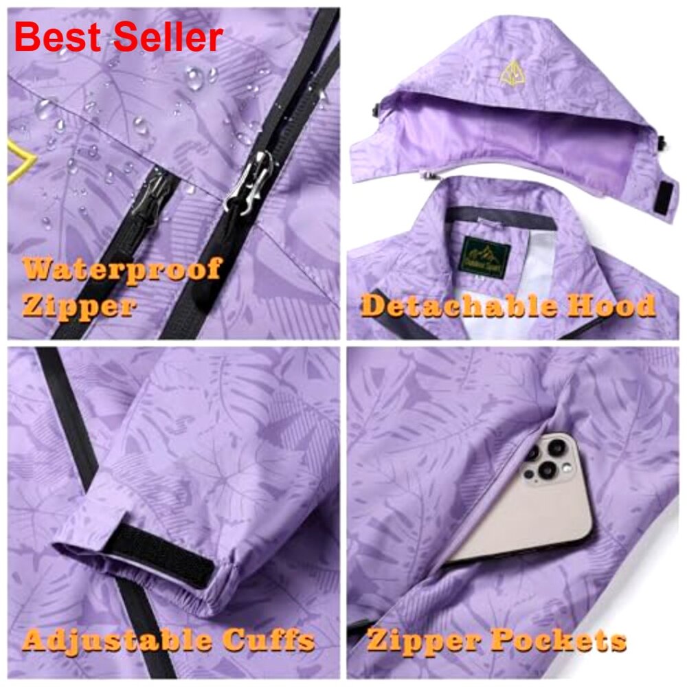 Waterproof Windproof Lightweight Rain Jacket With… - image 4